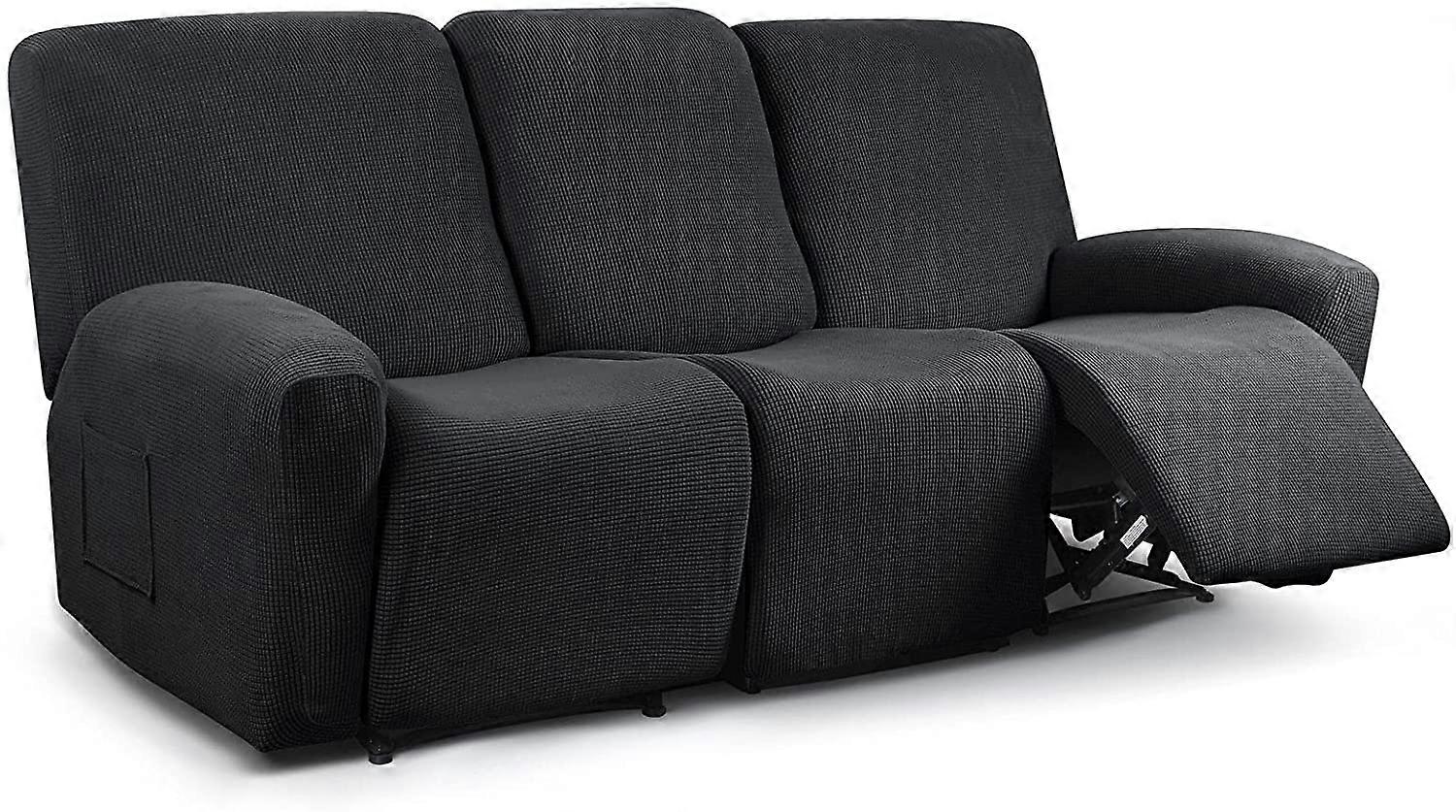 Recliner Sofa Covers Stretch For 1/2/3 Seats Jacquard Pattern Furniture Protector, Black