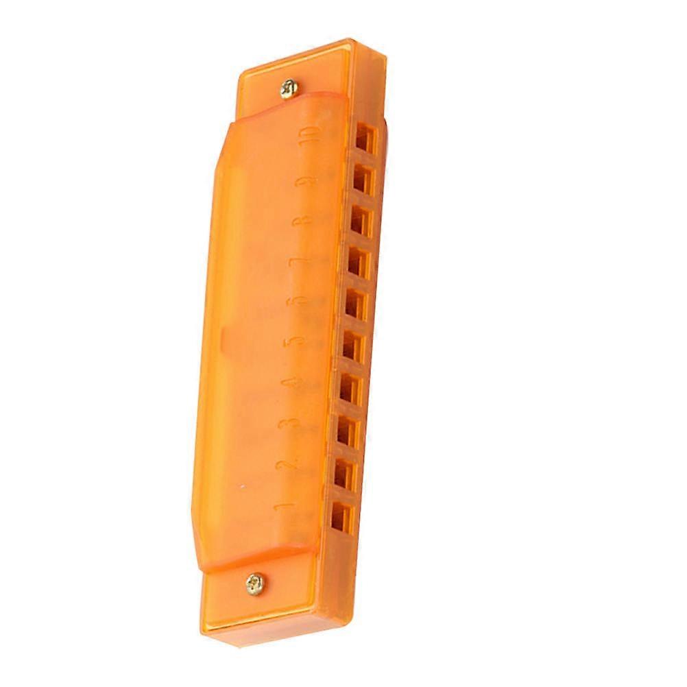Orange Plastic Harmonica for Playing 10 Hole Diatonic Music Toy for Kids Beginners Students