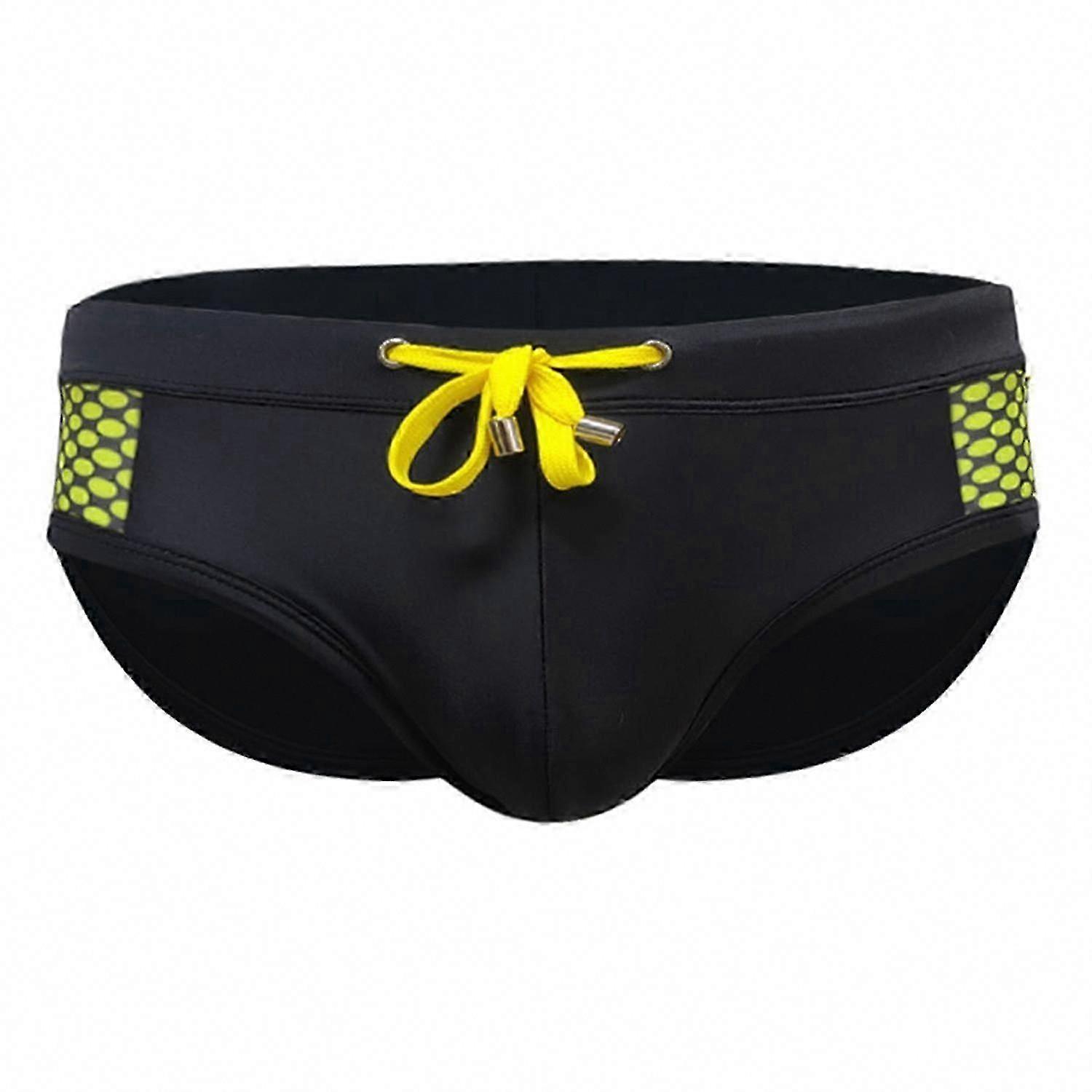 Sexy Low-Rise Men's Swim Briefs with Drawstring and Dot ing Print Summer Swimming Trunks