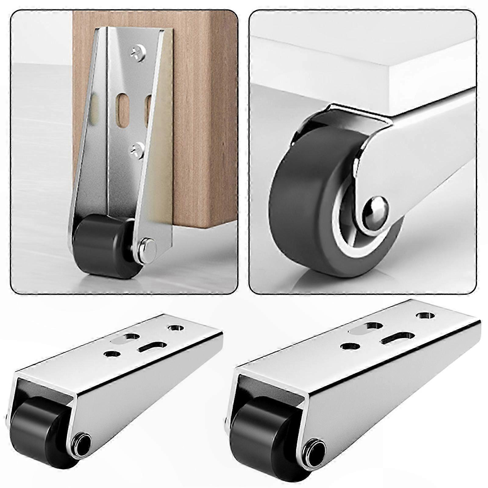 Set of 2 Heavy-Duty Side-Mount Caster Wheels for Furniture, Quiet Glide, Non-Slip, Easy Installation