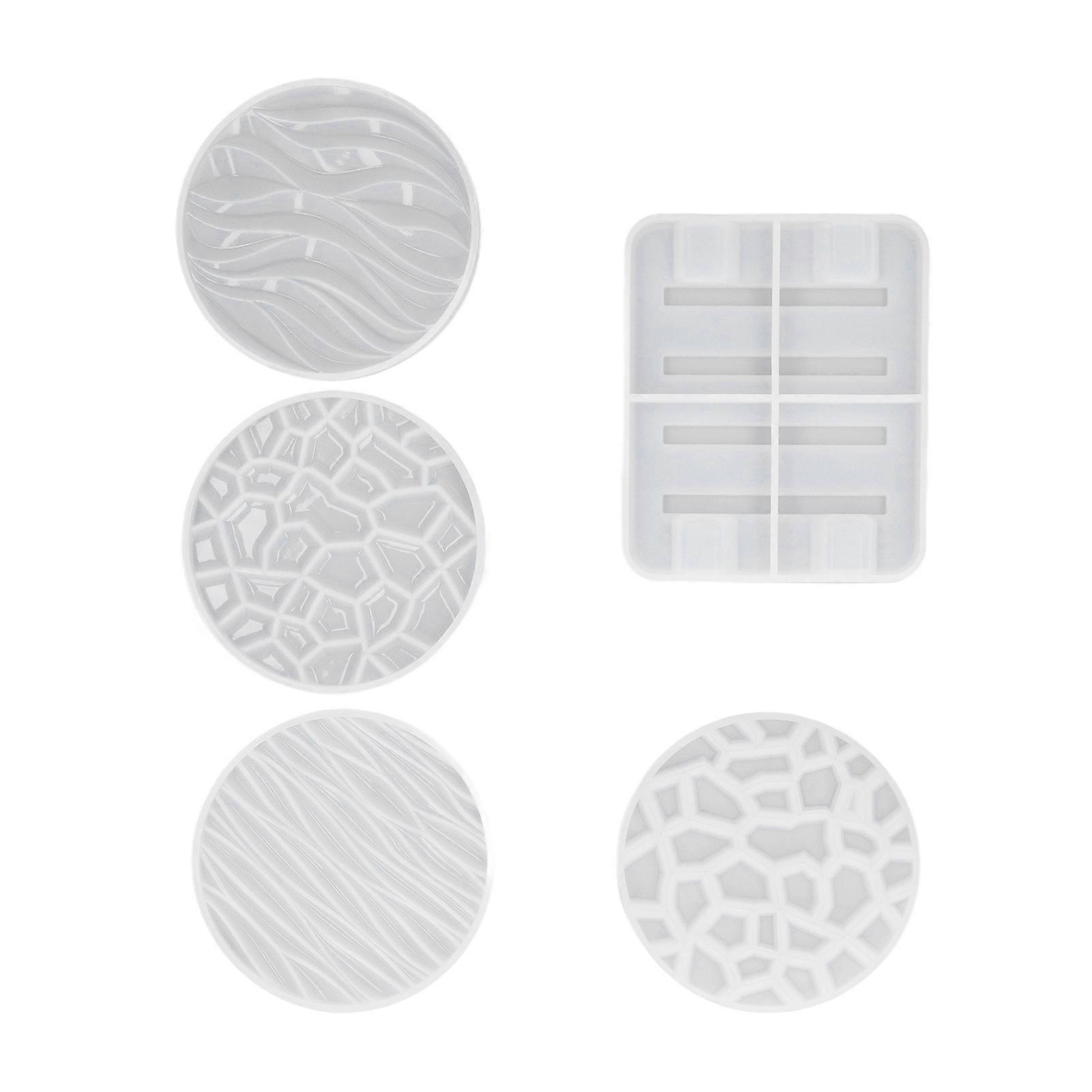 Silicone Mold Set 4pcs 3D Wavy Coasters + Base Durable Reusable