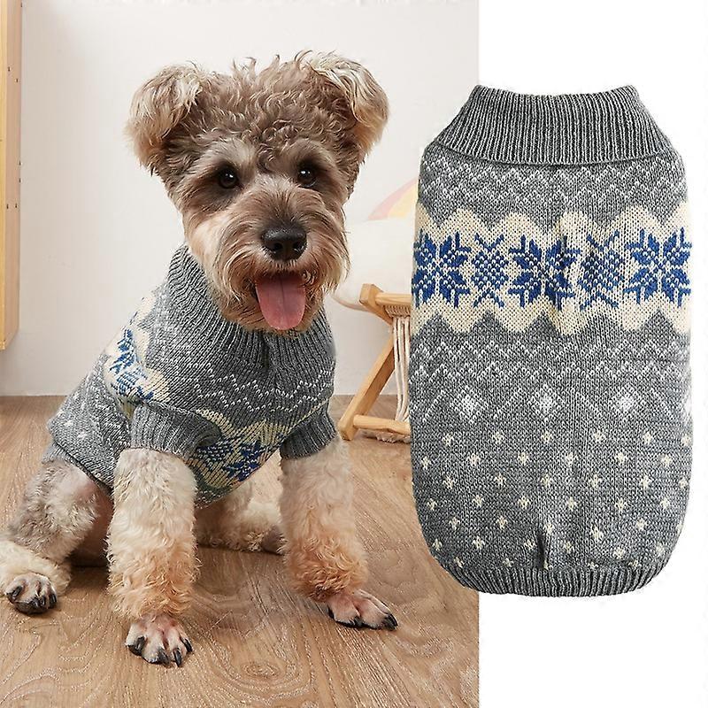 Puppy Clothes Lapel Design Warm Snowflake Square Wave Flower Dog Cat Sweater