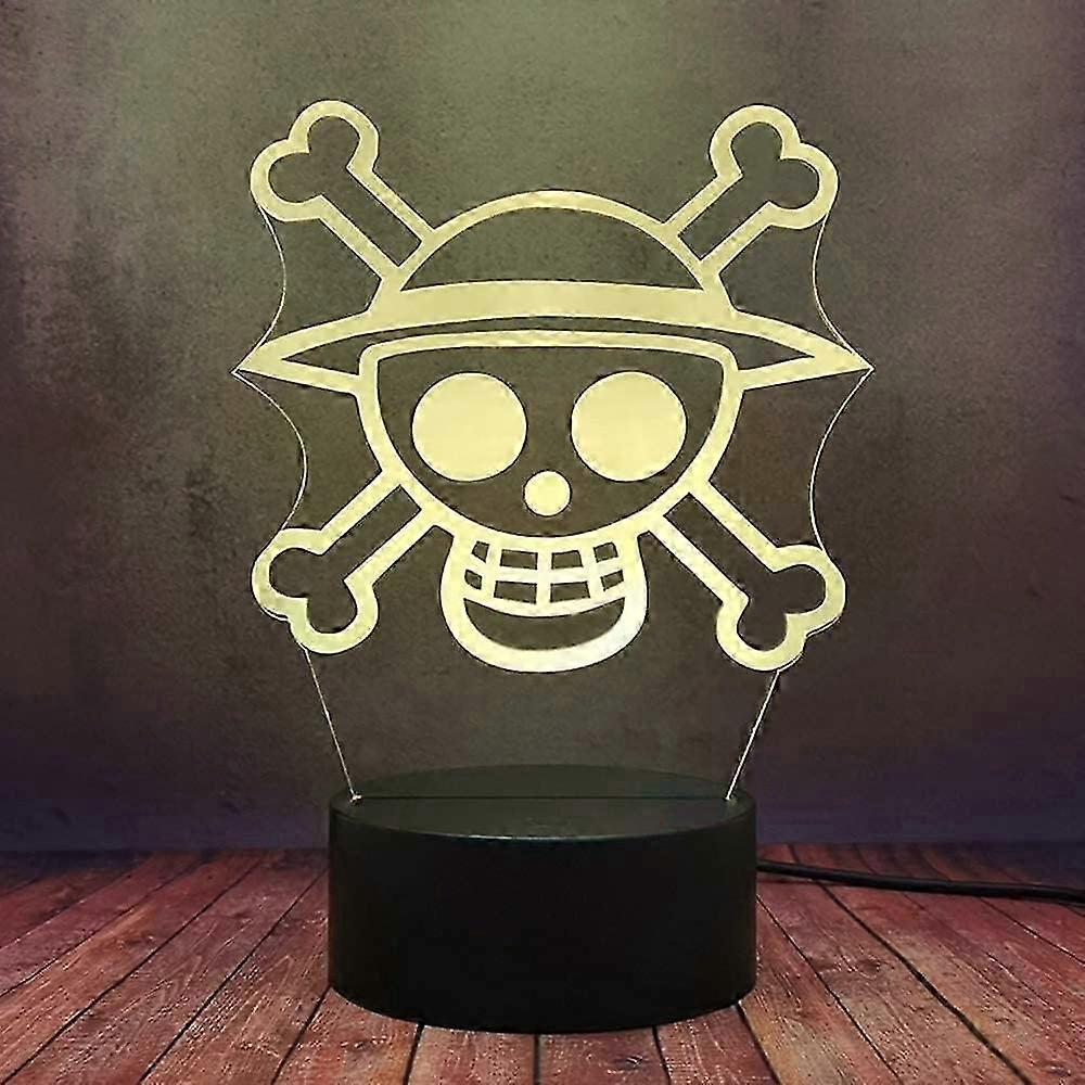 One Piece Luffy 3D Illusion Night Light Lamp Smart Touch, RGB Effect USB Cable Powered Creative 3D Japanese Anime Lamp