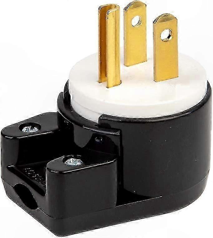 3-Pole 15A 125V Right Angle Plug for DIY Projects, Compatible with USA and Canada Standards
