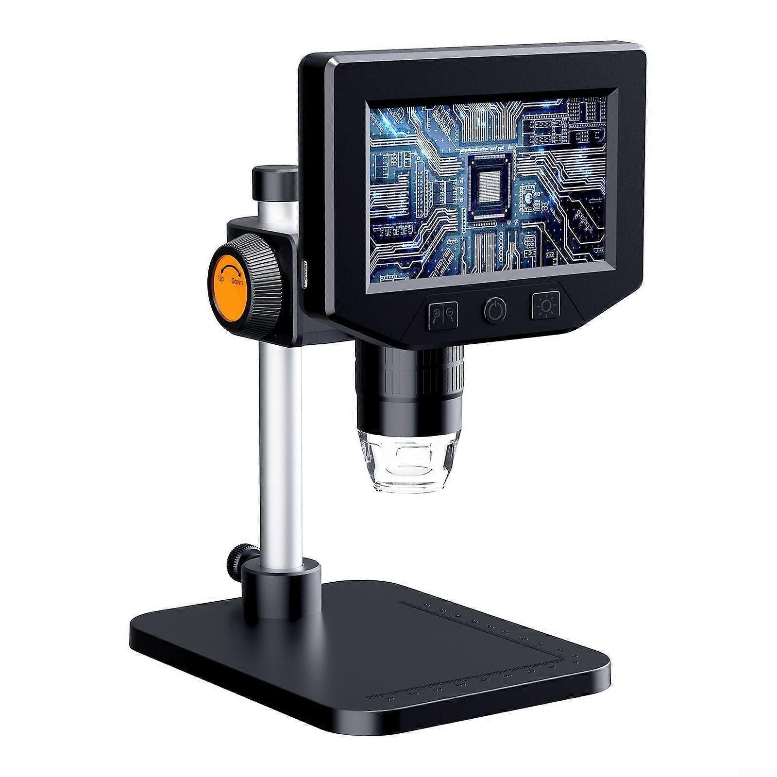 Microscope 501000X Magnification 1080P Video Microscope With 4.3Inch Crystal Display, 8 Adjustable LED Lights IP67