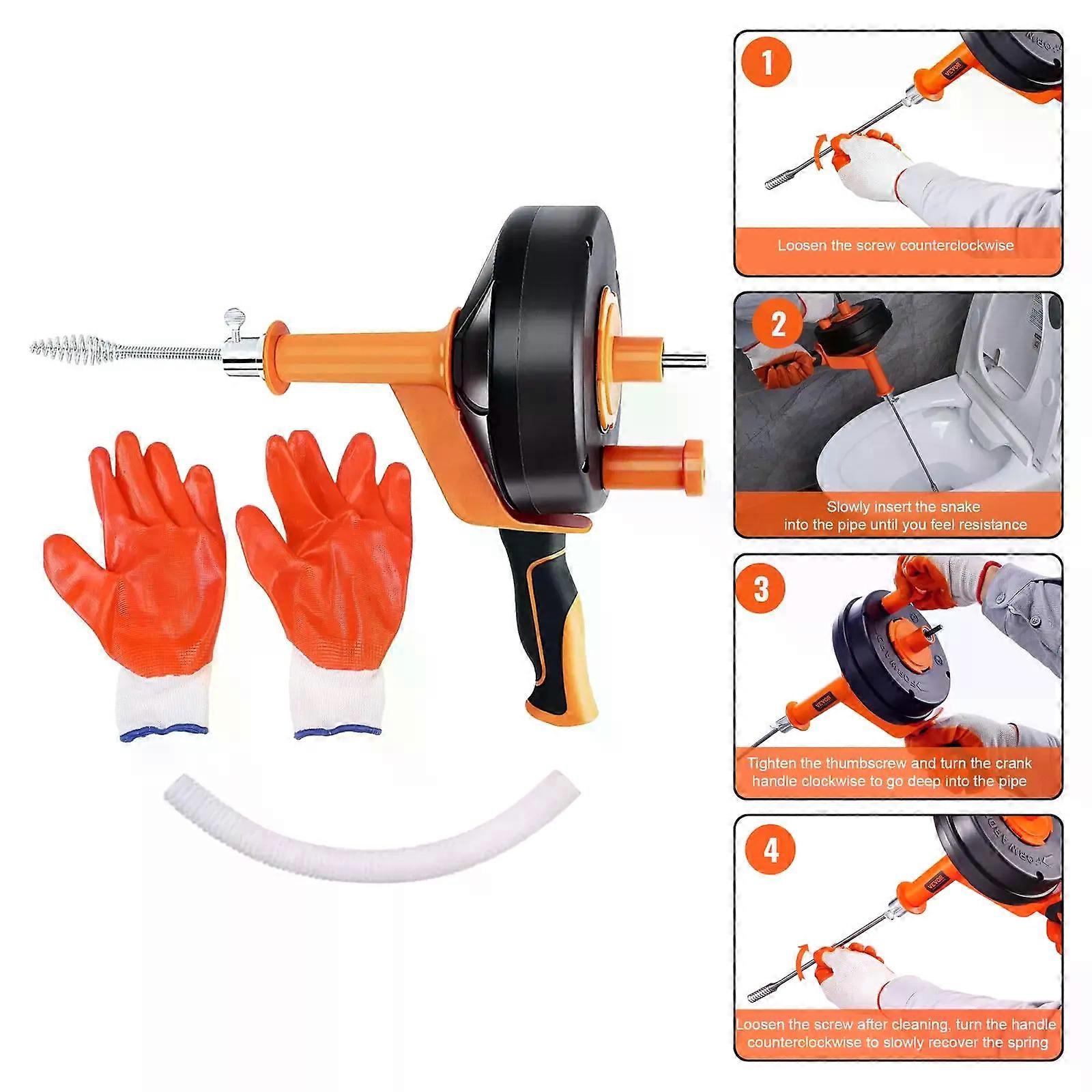 Drain Auger Plumbing Snake Drainage Pipes 76M Steel Wire Drain Clog Remover Tool Toilet Sewer Pipe Dredge for Home Bathrom