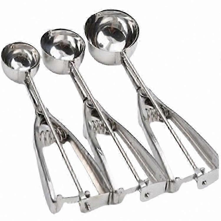 Stainless Steel Cookie Scoop Set, 3 Sizes for Baking, Ice Cream Portion Tools