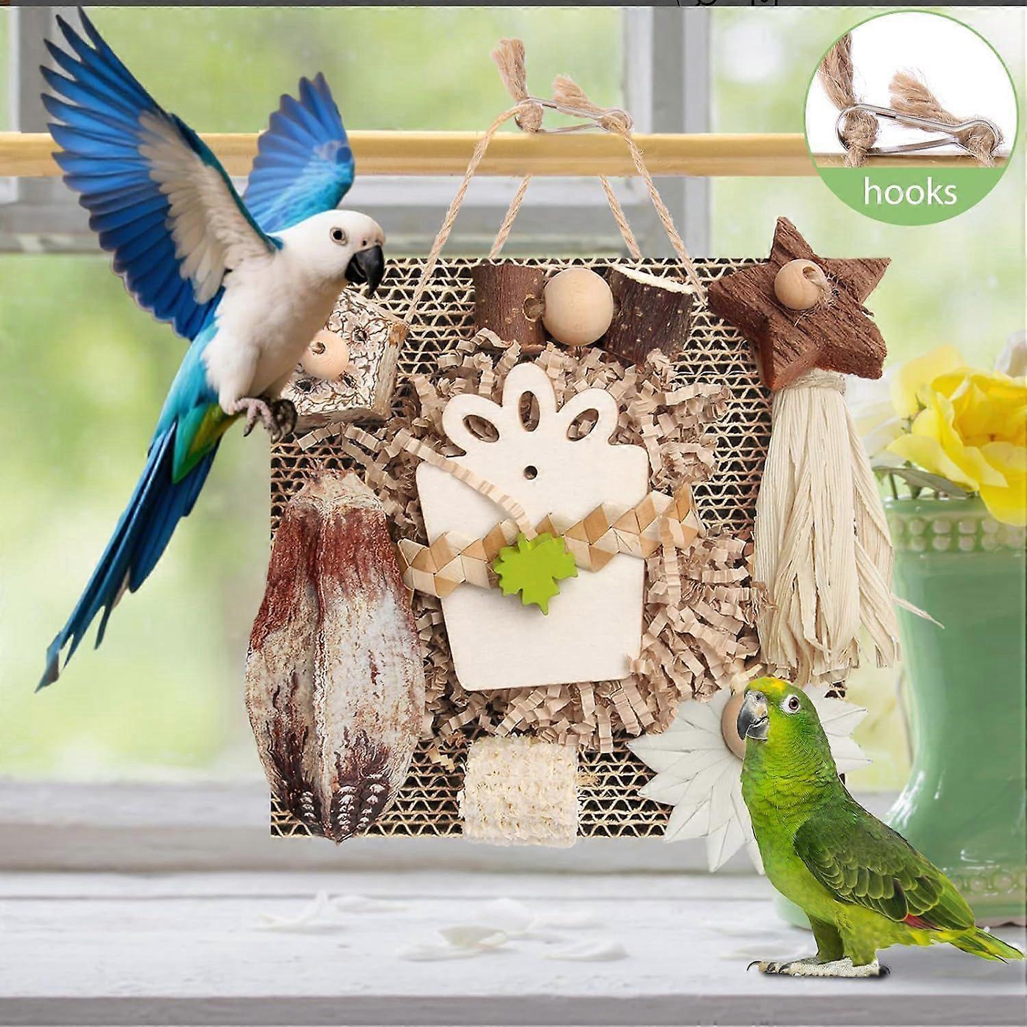 Bird Toys, Parakeet Toys, Parrot Toy, Conure Hanging Chewable Cardboard Foraging Suitable for Budgies, Cockatiels, Lovebirds, Sun Conures - Other Smal
