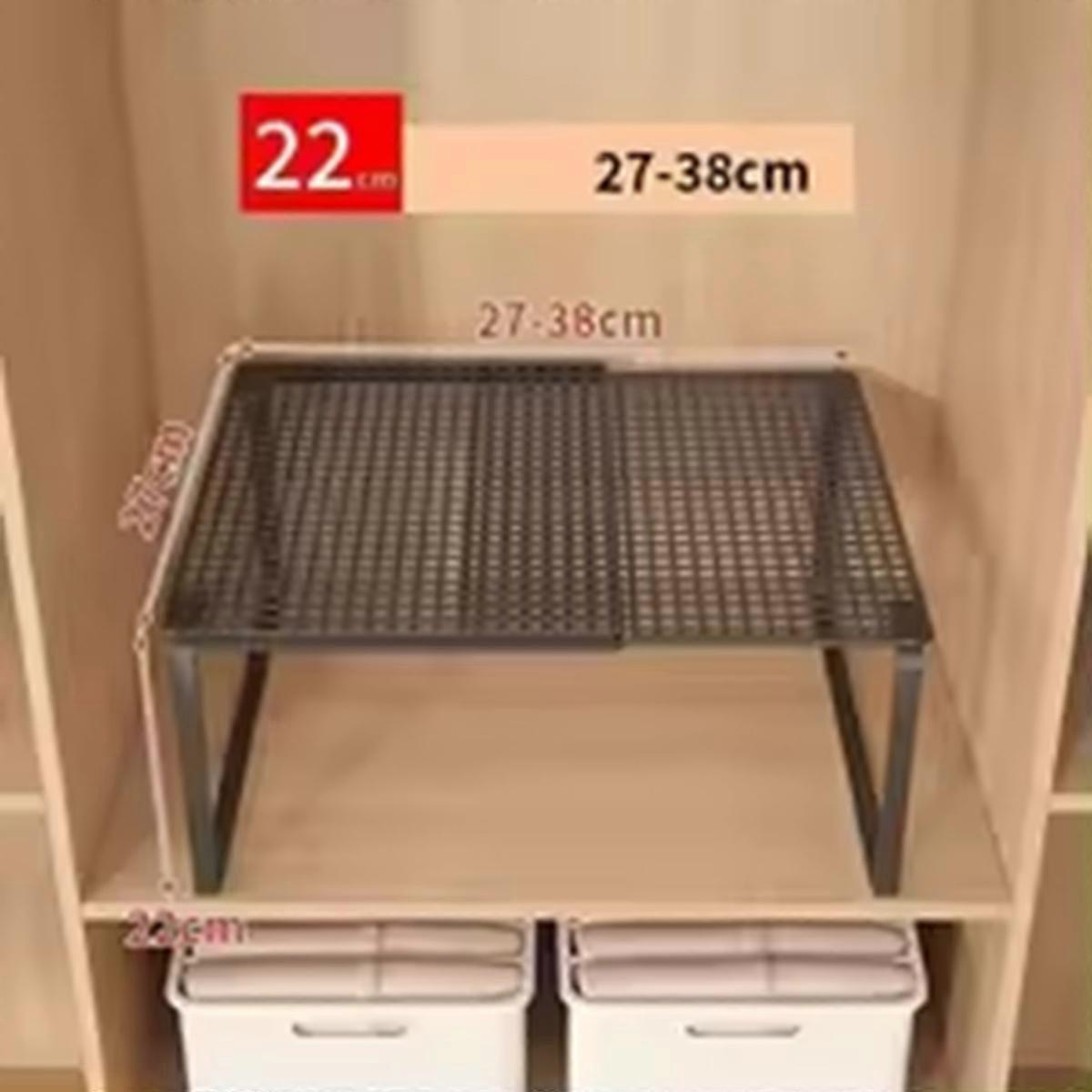 Telescopic Closet Shelf Retractable Expandable Wardrobe Divider Board Adjustable Layered Partition Cabinet Organizer Black-S