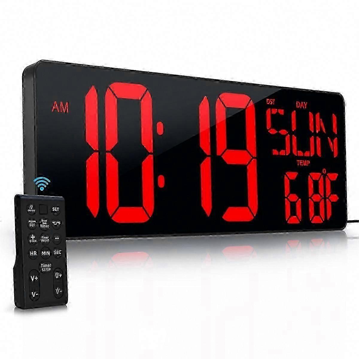 Grande orologio da parete digitale Display a LED da 17,2" con data settimana timer luminosità automatica spina europea