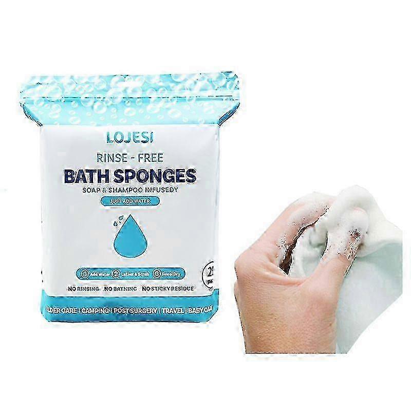 Disposable Rinse Free Bathing Wipes - 25 Pack - All-in-1 Single Use Shower Wipes, Simply Dampen, Lather, and Dry Without Shampoo or Rinsing