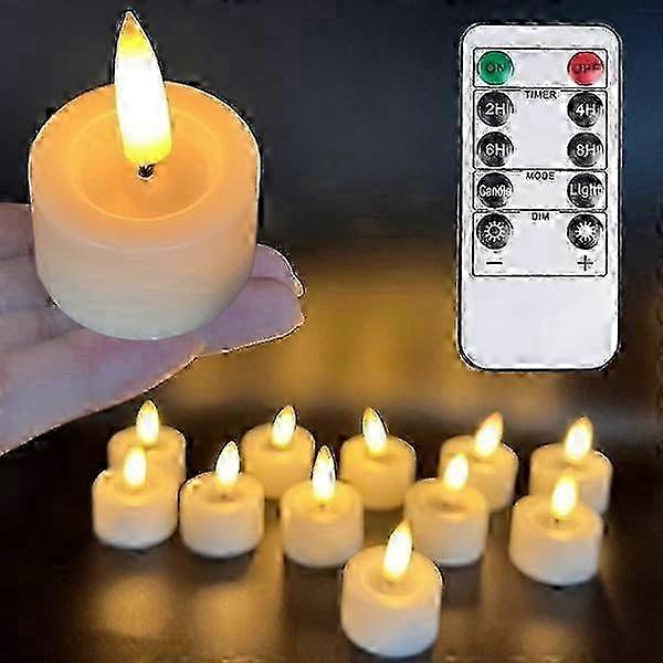 Battery-operated tealights with timer and remote control, suitable for various occasions