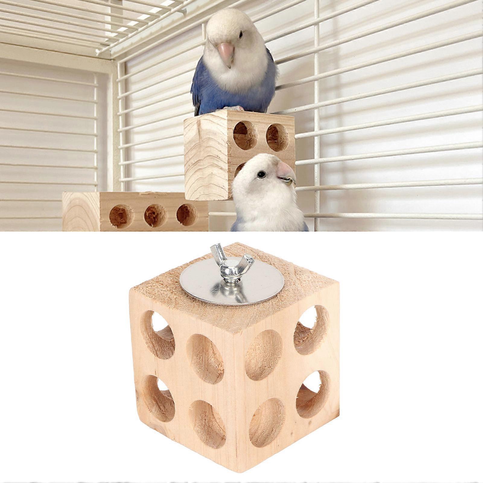 Bird Block Toy 6cm Wooden Chewing Foraging Toy for Parrots