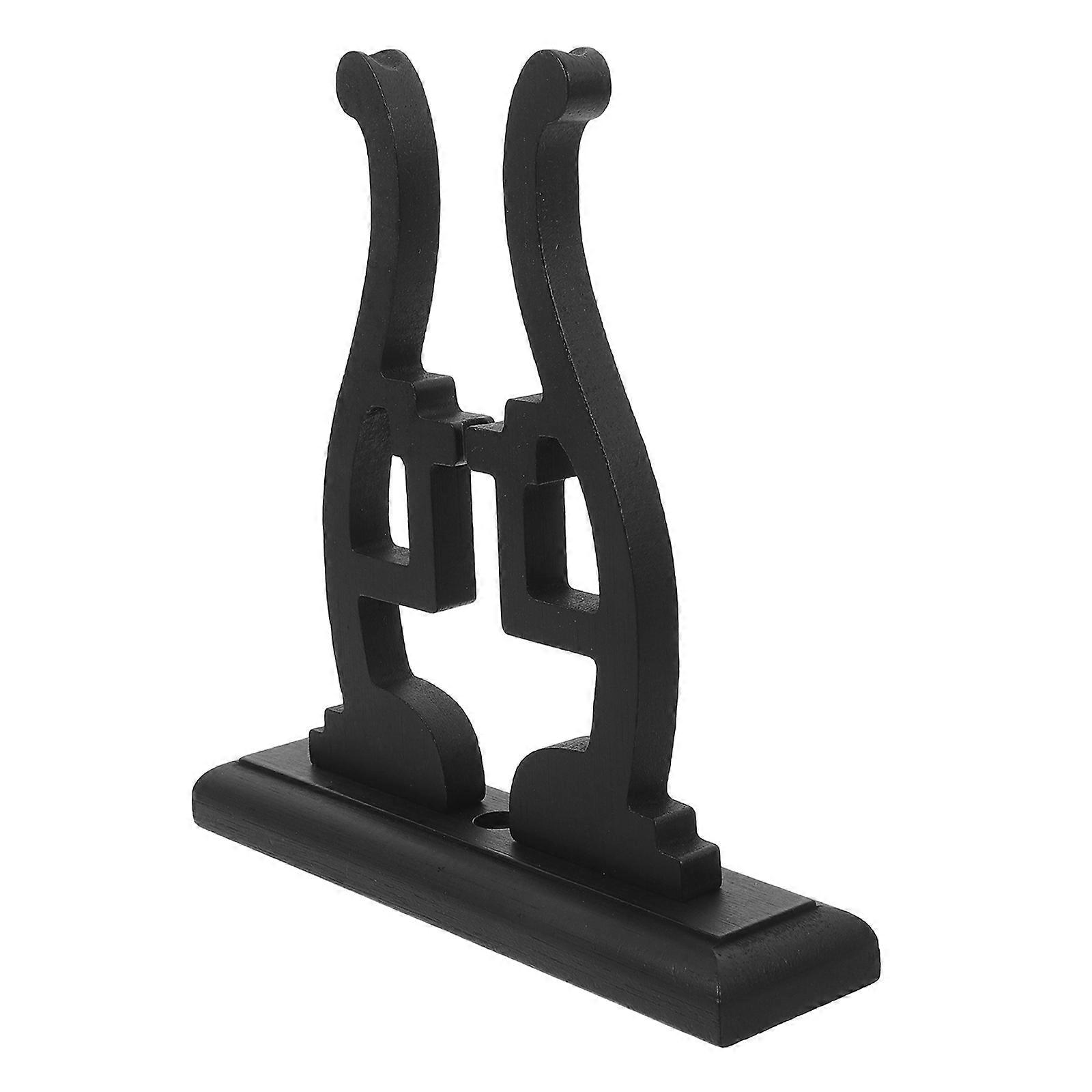 2Pcs Traditional Bamboo Fan Holder for Handheld Fan Display in Black