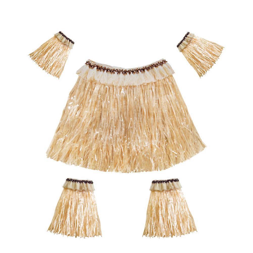 Hawaii Hula Skirt Leaf Garland Set 27Pcs Creative Party Dance Skirt for Wearing