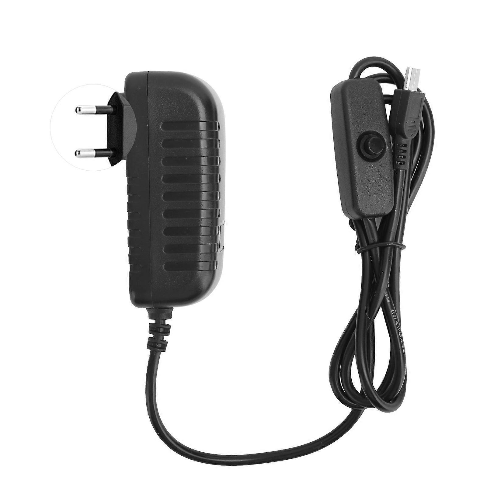 Power Supply for Raspberry Pi 5V 3A with Switch Button Integrated Micro USB Adapter 100240VEU Plug