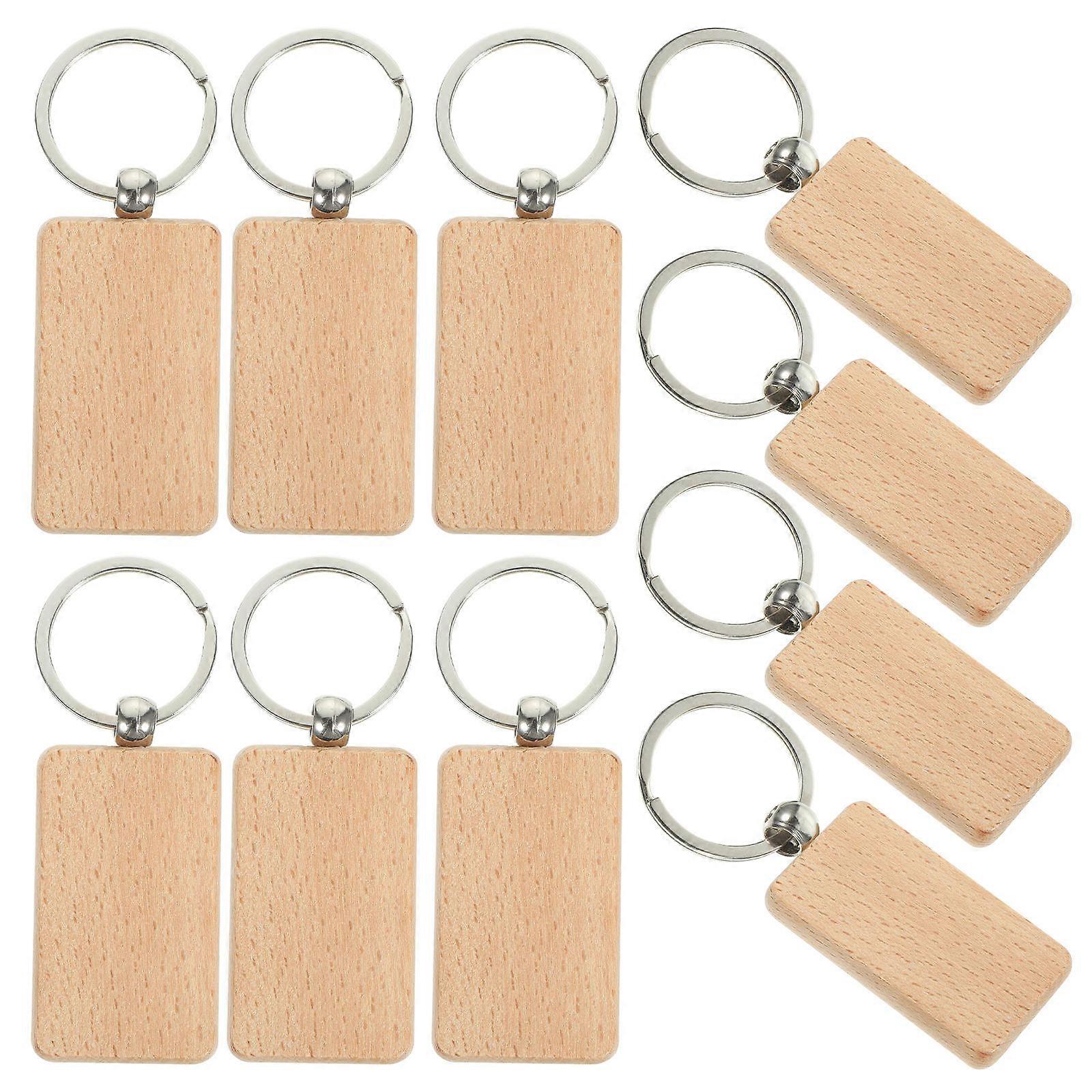 Wood Keychain for DIY 20Pcs Engravable Wooden Blank Keychains