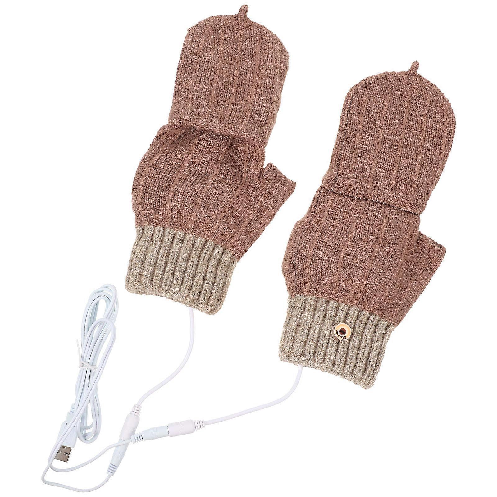 USB Heated Gloves Half-Finger Thermal Mitts for Warm Keeping 2Pairs