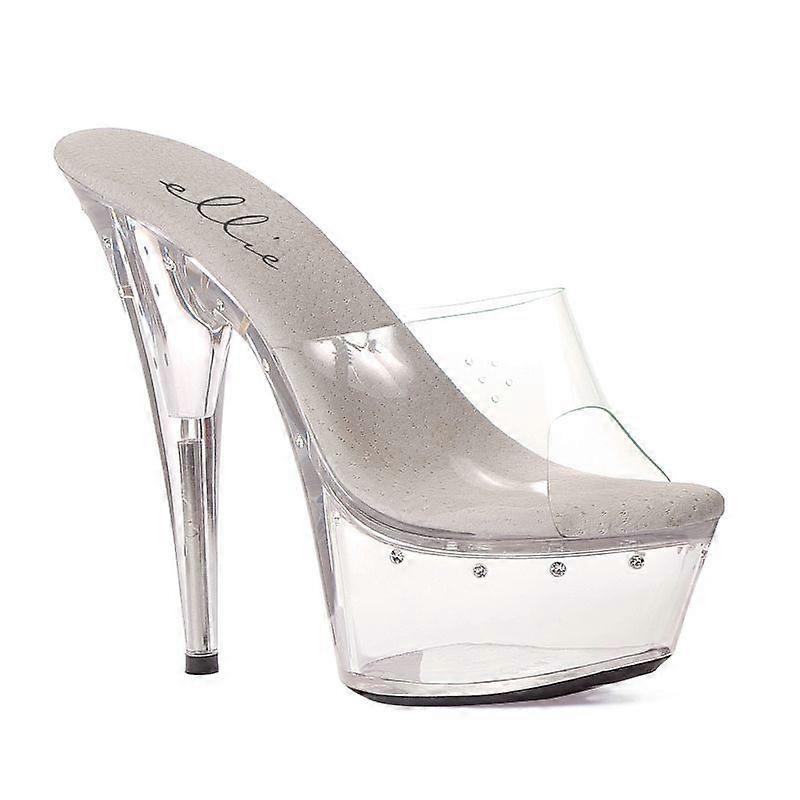 Slip On Rhinestone Platform Clear 6In Heels