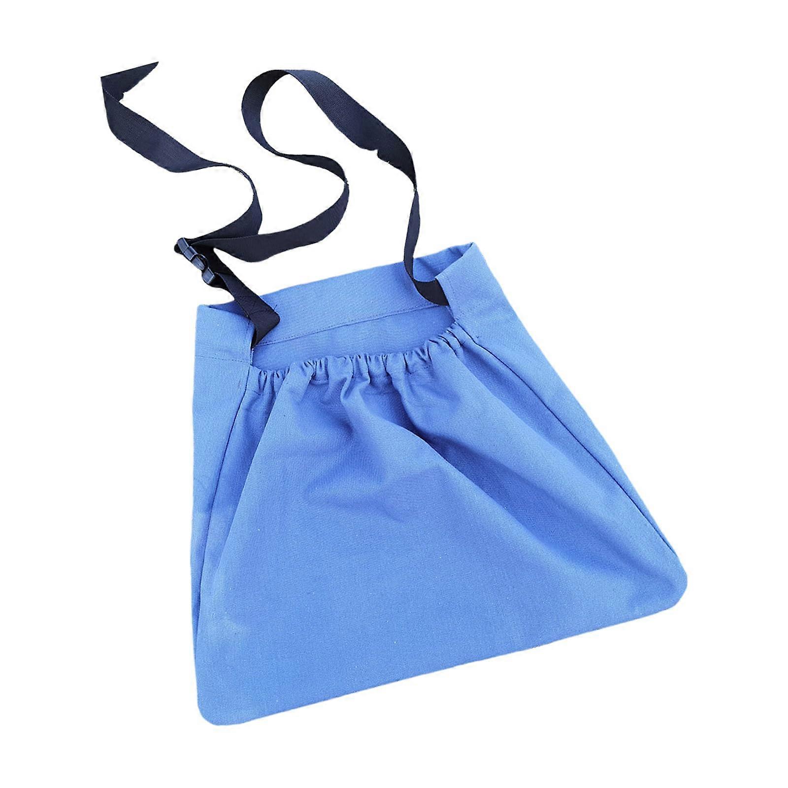 Outdoor Canvas Picking Bag with Pouches for Fruit and Vegetable Gathering, Multipurpose Garden Storage Apron, Blue
