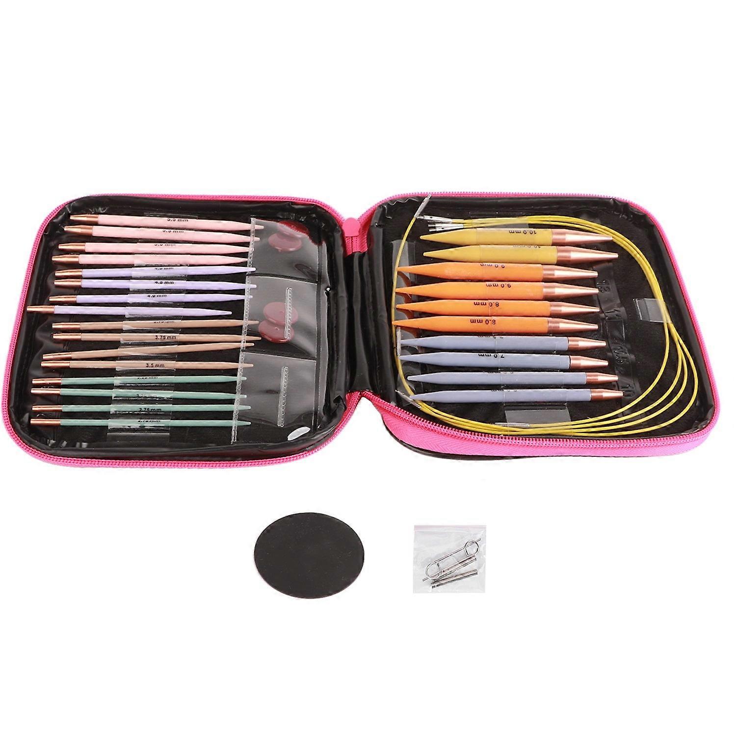 Feature:
1. This interchangeable needle set with extremely high knitting versatility allows you to e