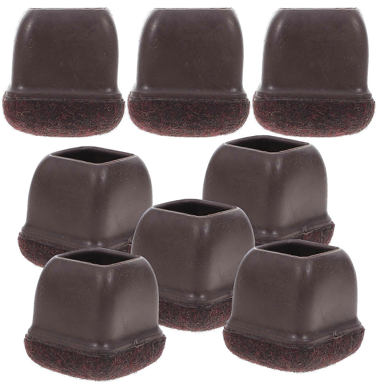 16 Pcs Anti-Slip Furniture Protection Covers For Table Feet With Coffee Color And Square Shape Suitable For Indoor Home Use