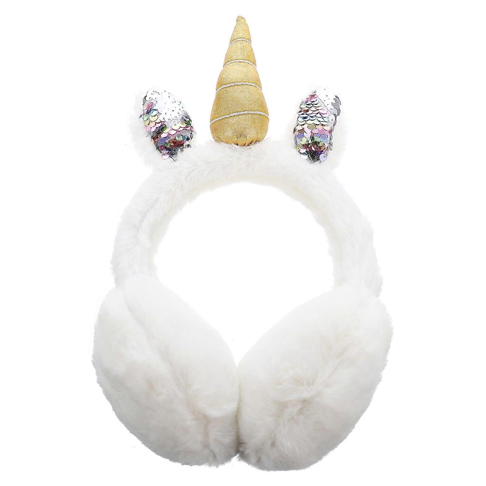 Plush Ear Warmer Winter Earmuffs with Unicorn Pattern for Kids 2Pcs