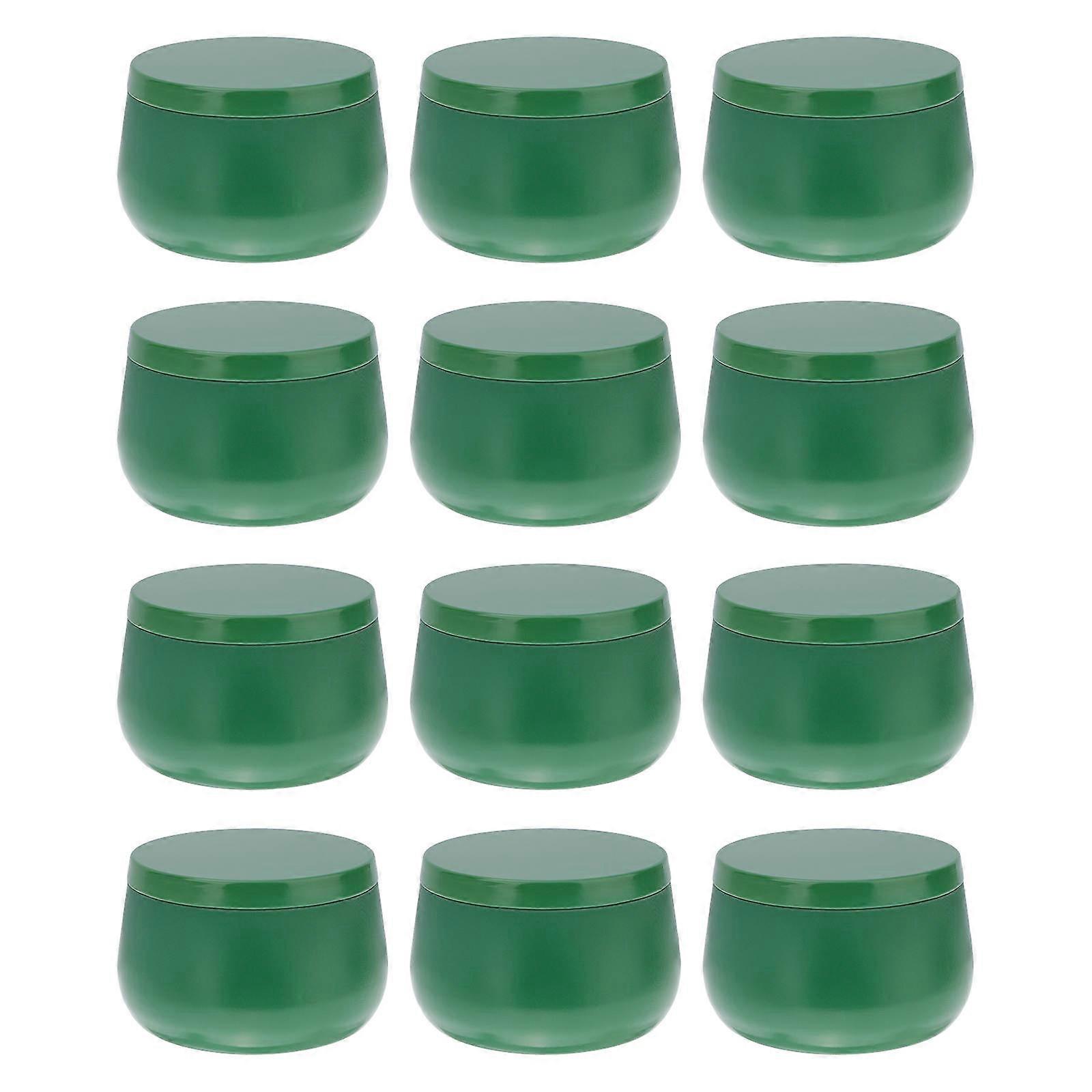 Green Round Tea Storage Can for Storage 36Pcs Multi-Purpose Tinplate Canister