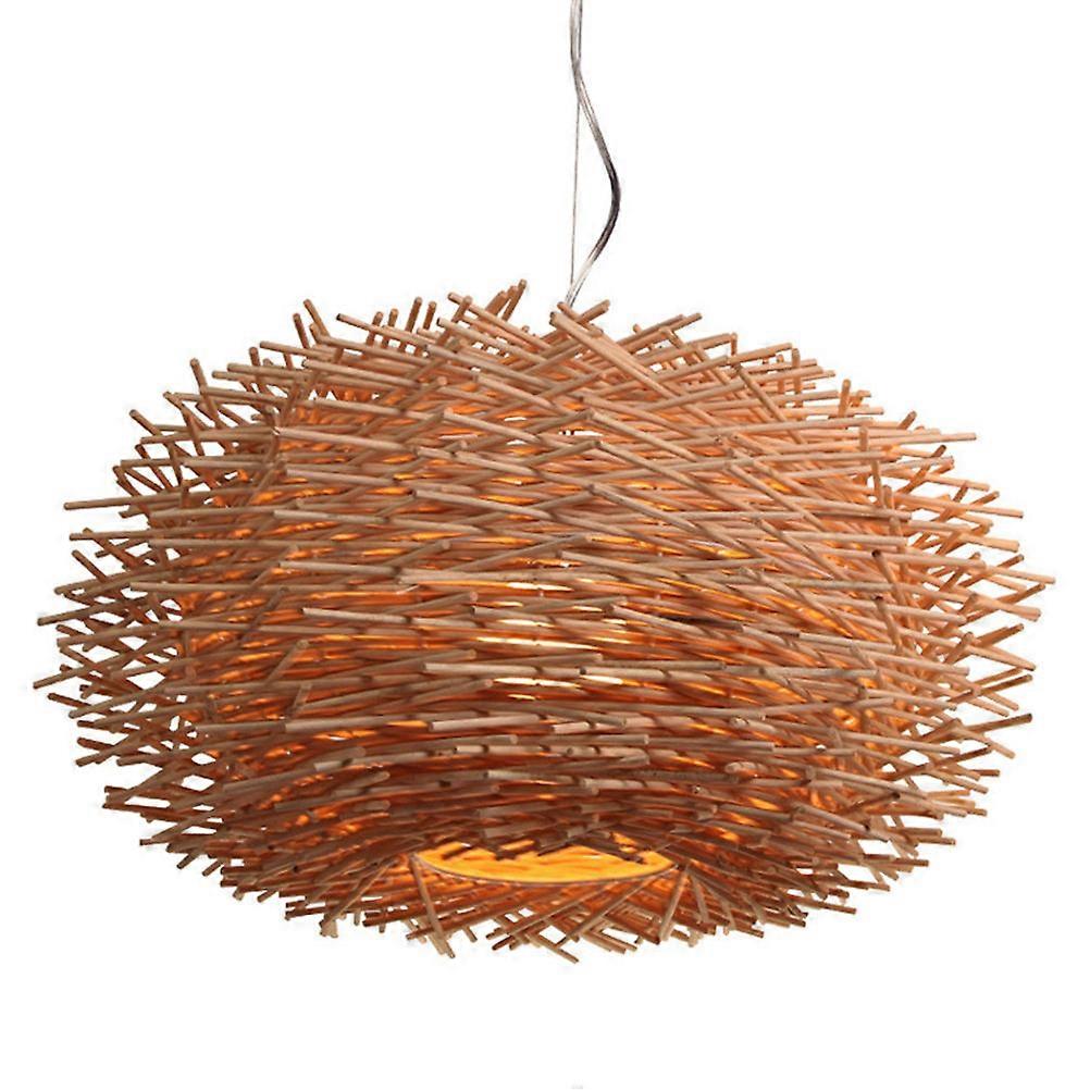 Vintage Design Bamboo Ceiling Fixture Suitable For Bedrooms And Offices 30cm Light Brown Hanging Decoration 1Set