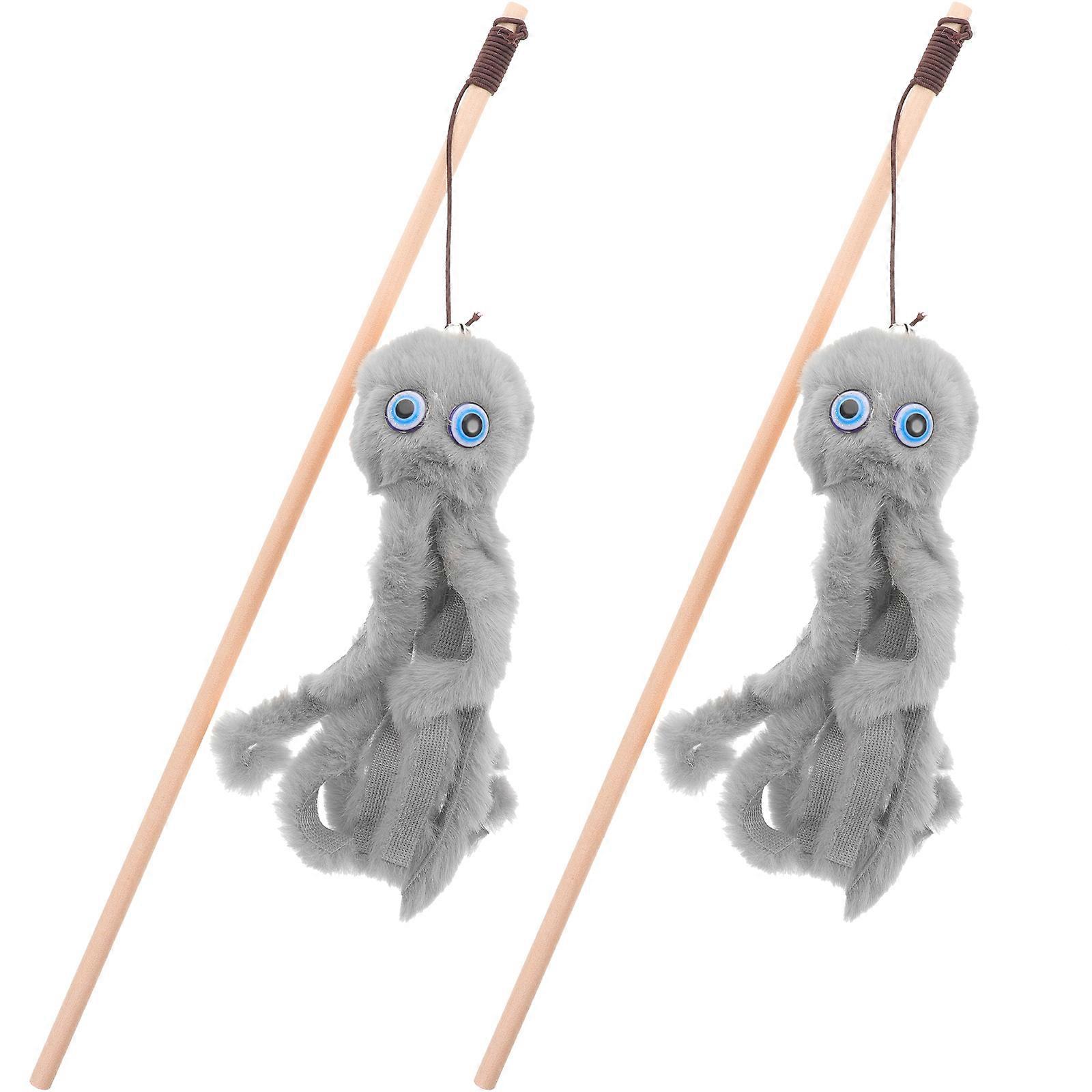 Stimulating Cat Curiosity Cat Stick Fishing Pole For Indoor Pcs Scratch-resistant Grey