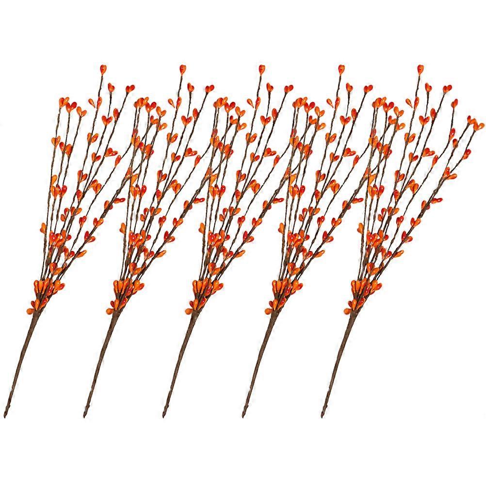 Artificial Berry Branches for Christmas Vase Decor 25Pcs Orange Fake Berry Stems