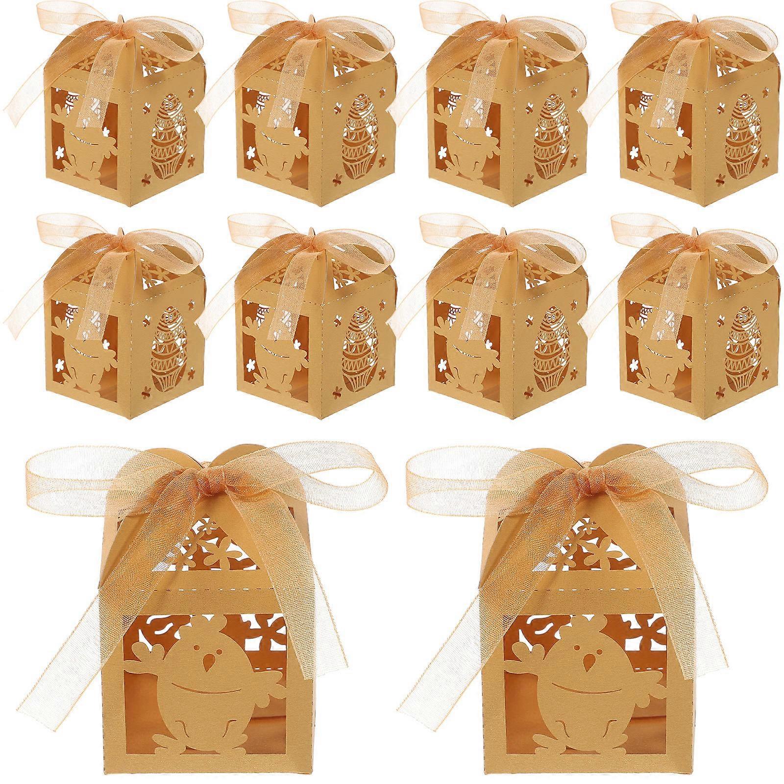 Candy Boxes Hollow Easter Golden Candy Packing Box for Party 200Pcs