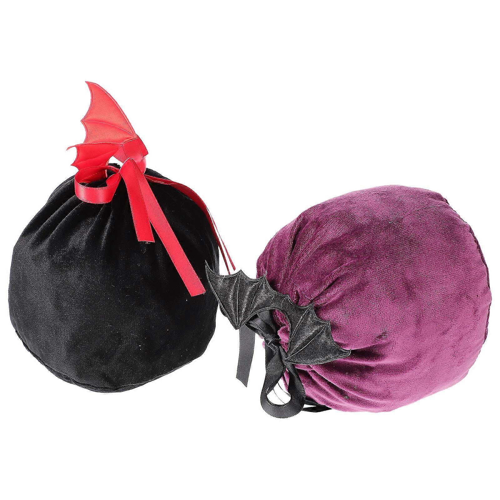 Bat Wing Halloween Treat Bags for Candy 8Pcs Assorted Color Drawstring Pouches