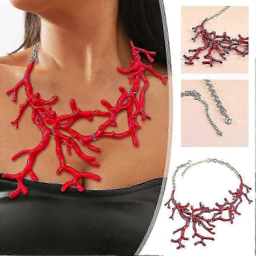 Collier corail rouge Retro déclaration collier mode créatif accessoire fête
