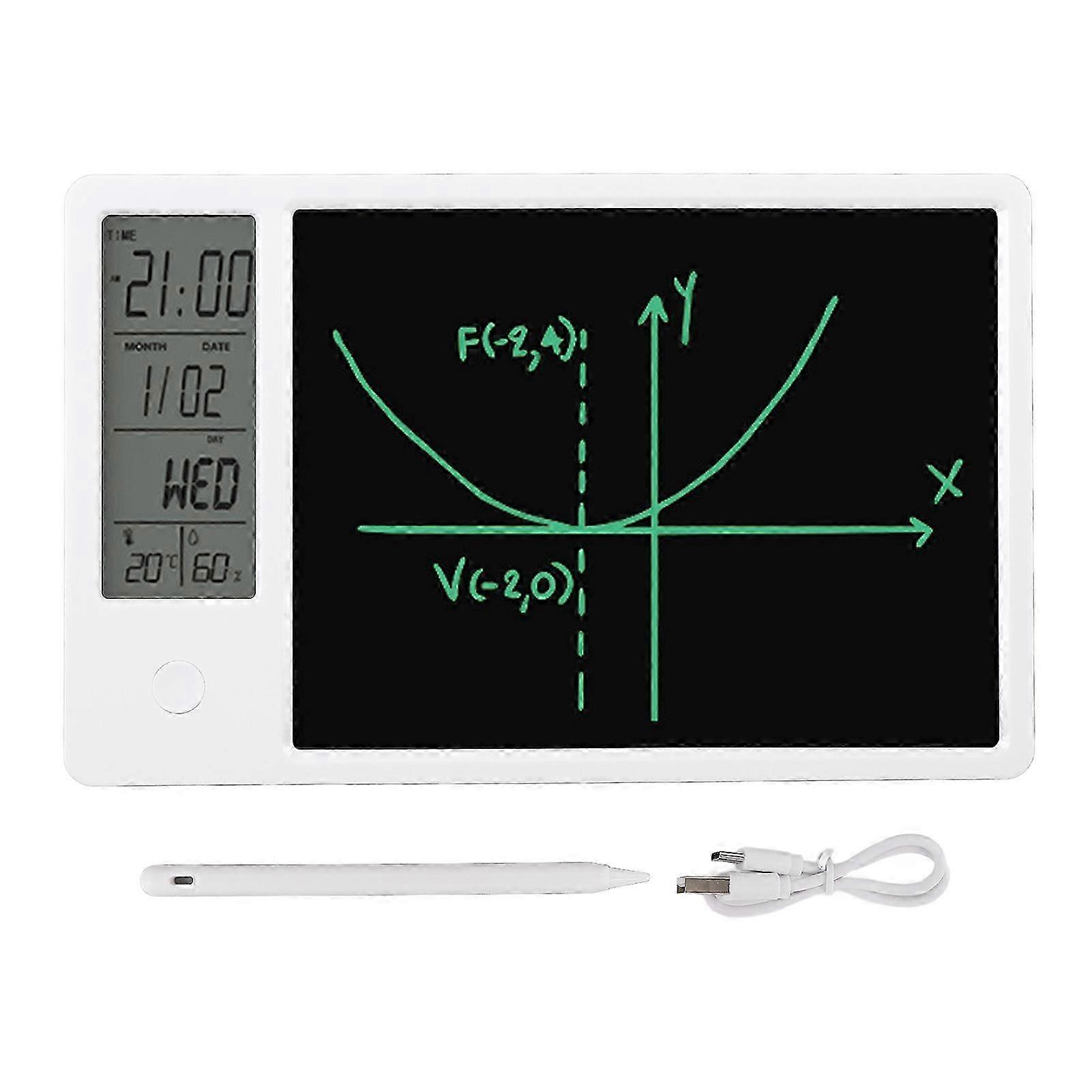 Electronic with Erasable LCD Writing Tablet Digital Clock Date Display Desktop Calendar for Home Office 2025