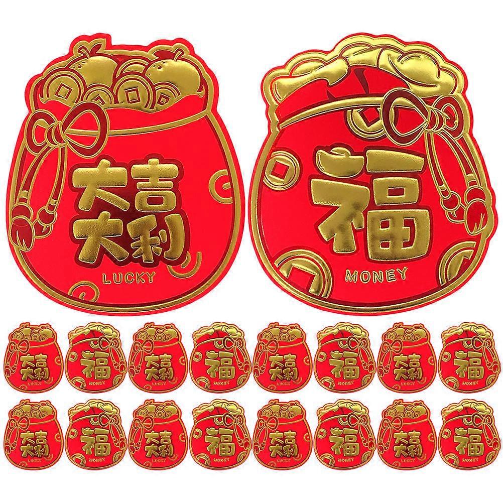 Chinese New Year Red Envelopes Traditional Chinese Design Rectangular Shape Red Color 14X12CM Money Pocket 24Pcs