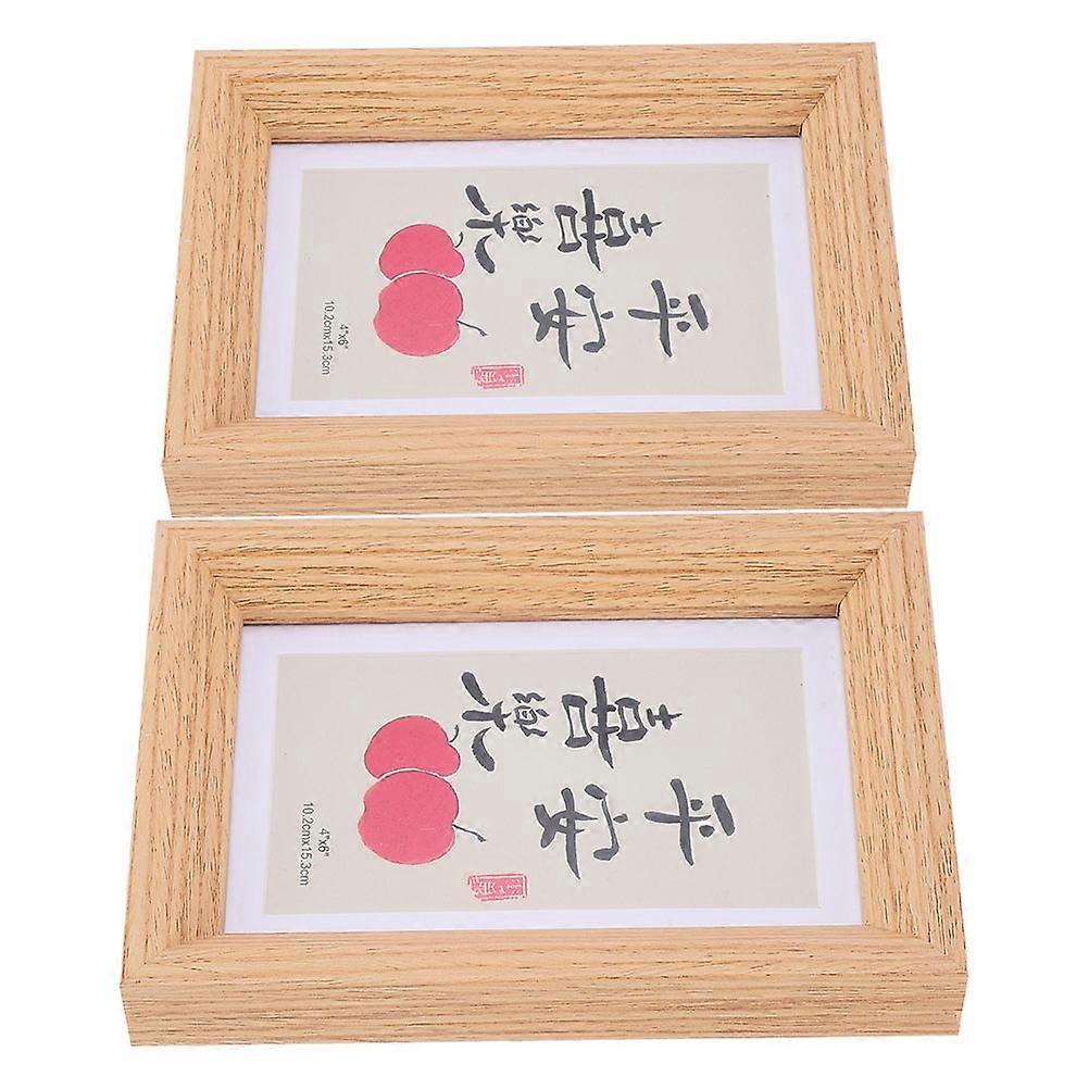 Photo Frame Display with 6Pcs Wooden Picture Frames for Desktop Use
