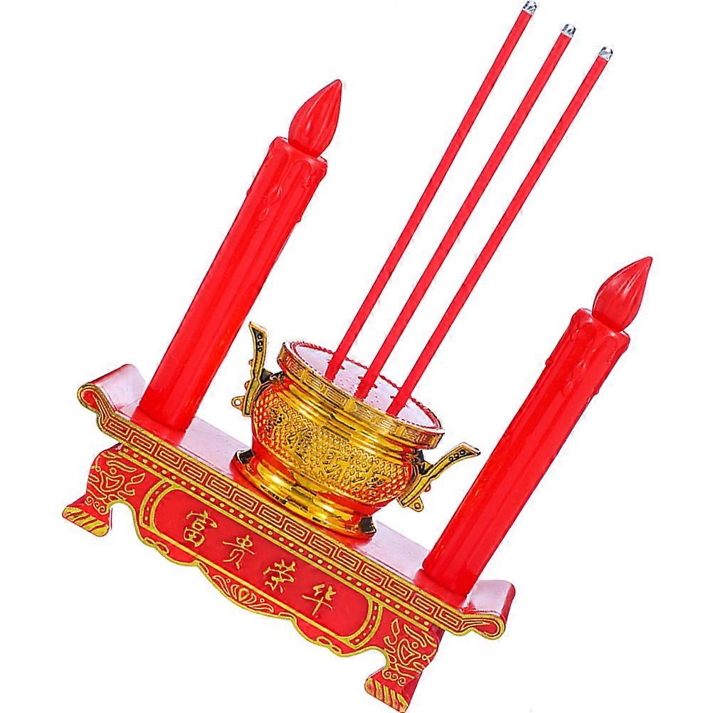 Plastic Candle Light Censer Red with Realistic Flame Effect LED Candle Lights for Decor