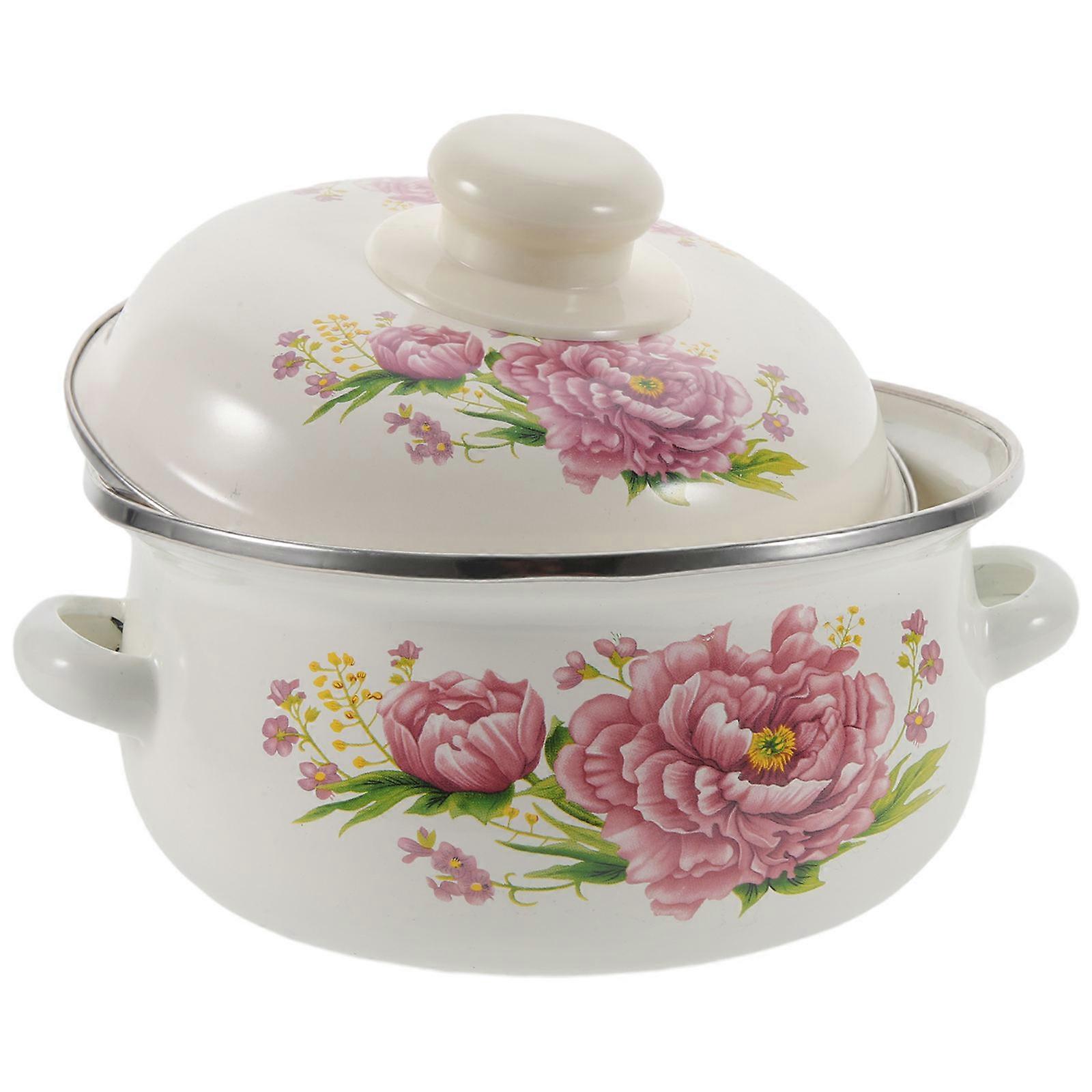 Household Enamel Soup Pot with Double Handles for Home Use 3Pcs