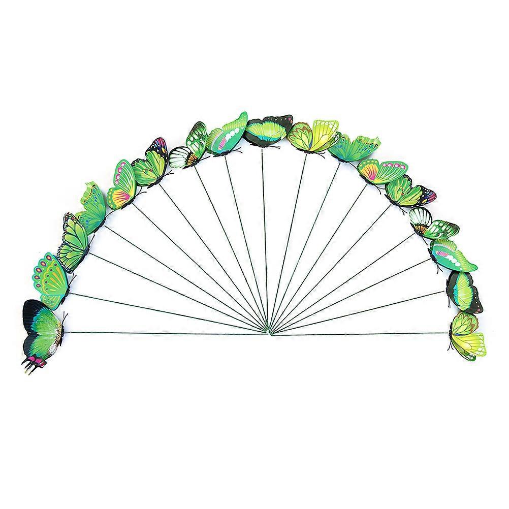 Plant Decor Simulation Butterfly Sticks for Garden with 48Pcs Green