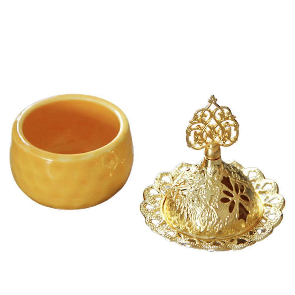 Ceramic Incense Cone Holder 3Pcs Incense Burner Flat Bottom Desktop Yellow Essential Oils Diffusion Indoor Use