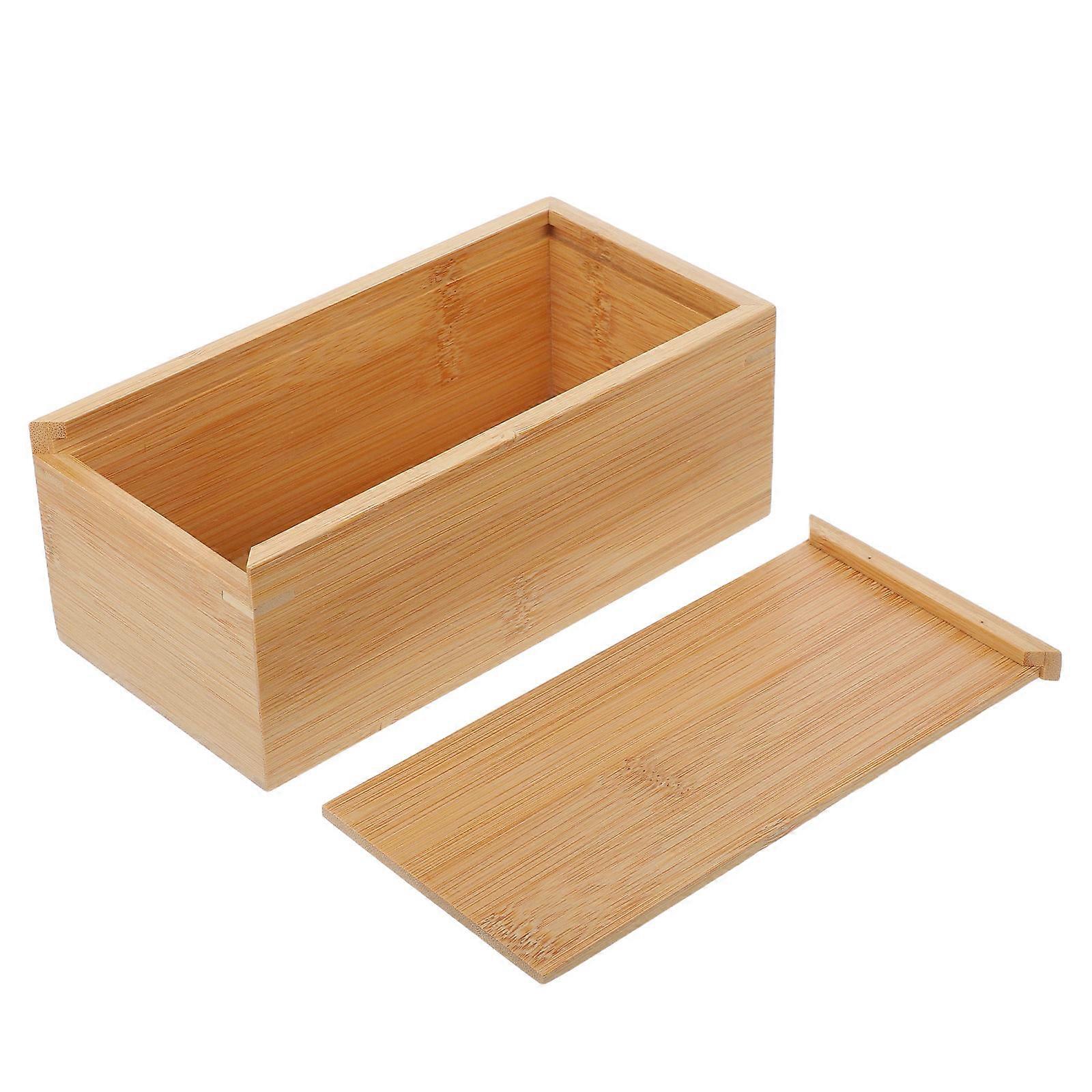 Wood Storage Box with Sliding Lid for Storage 3Pcs Multifunctional Organizer