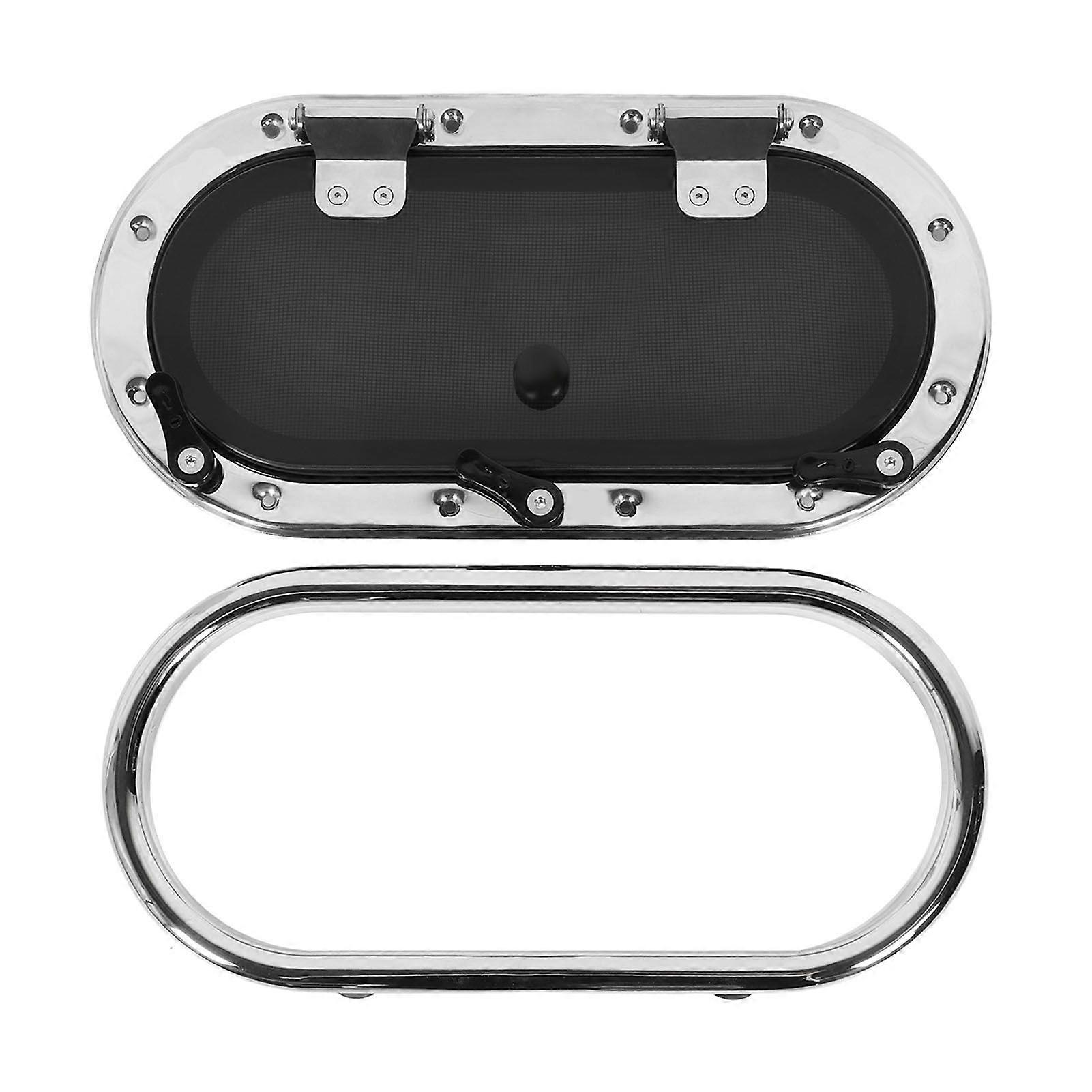 Boat Hatch Oval Porthole Window with Switch Handle 16 X 8in Internal Opening UV Resistant Waterproof Deck Hatch Window for Marine Yacht