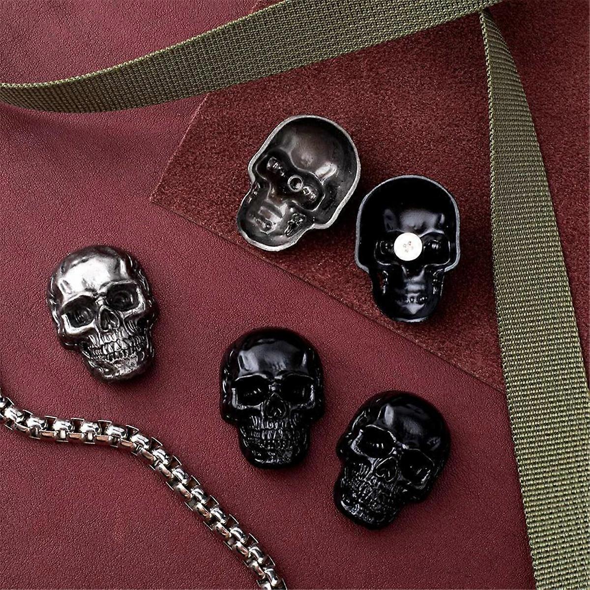 6pcs Skull Rivets Studs for Clothing, Gothic Style Skull Head Buttons Screws with Drilling Tool, 3D