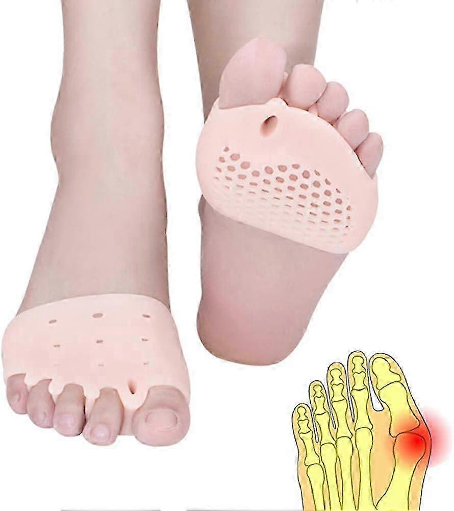 New,suitable Metatarsal Pads, Metatarsal Cushion Toe Separators, New Material, (2 Pair Nude), Breathable Soft Gel, Toe Spacers, Forefoot Pads, Gre