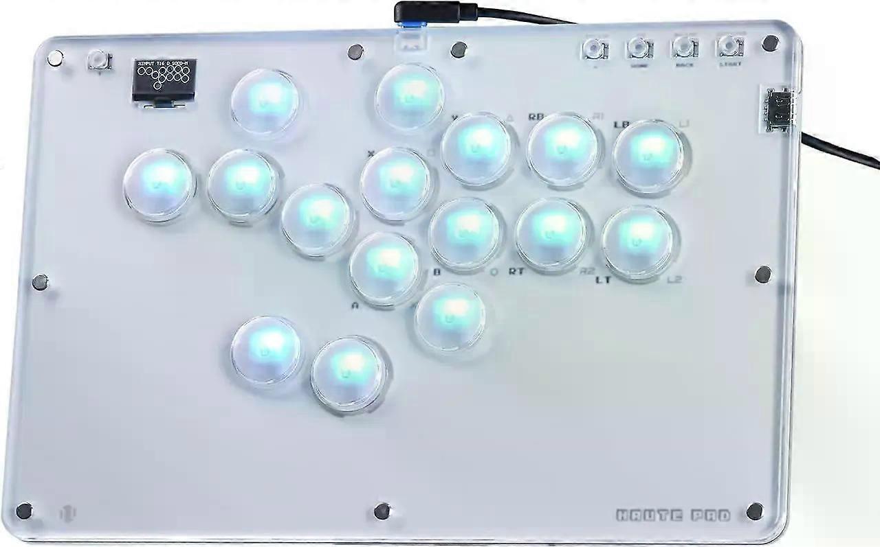 Haute42 Leverless Controller for Arcade Gaming: T16 Crystal Series - Acrylic Sandwich Artwork Template -16 Key Crystal Low-profile Switches - RGB - Ar