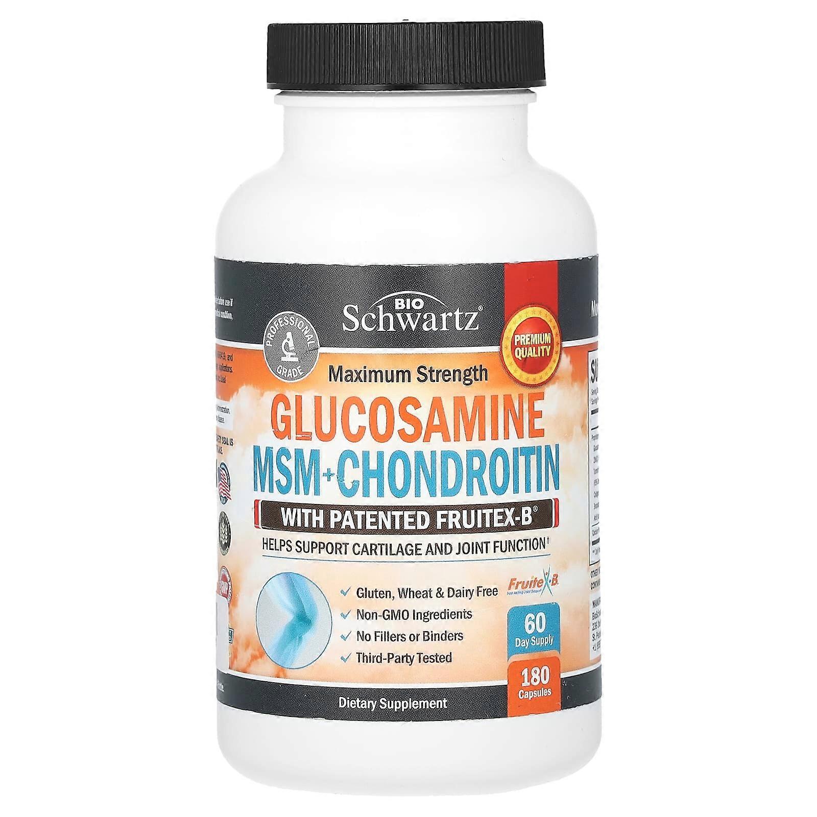 Maximum Strength Glucosamine MSM + Chondroitin, 180 Capsules