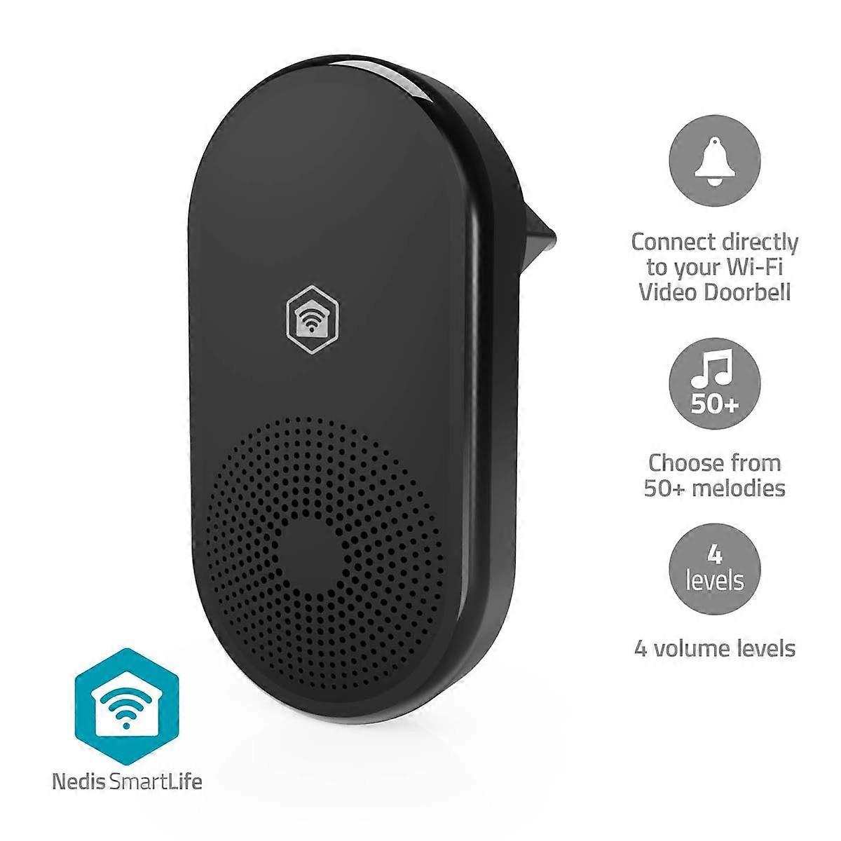 Wireless doorbell, 55 sounds, adjustable volume, black