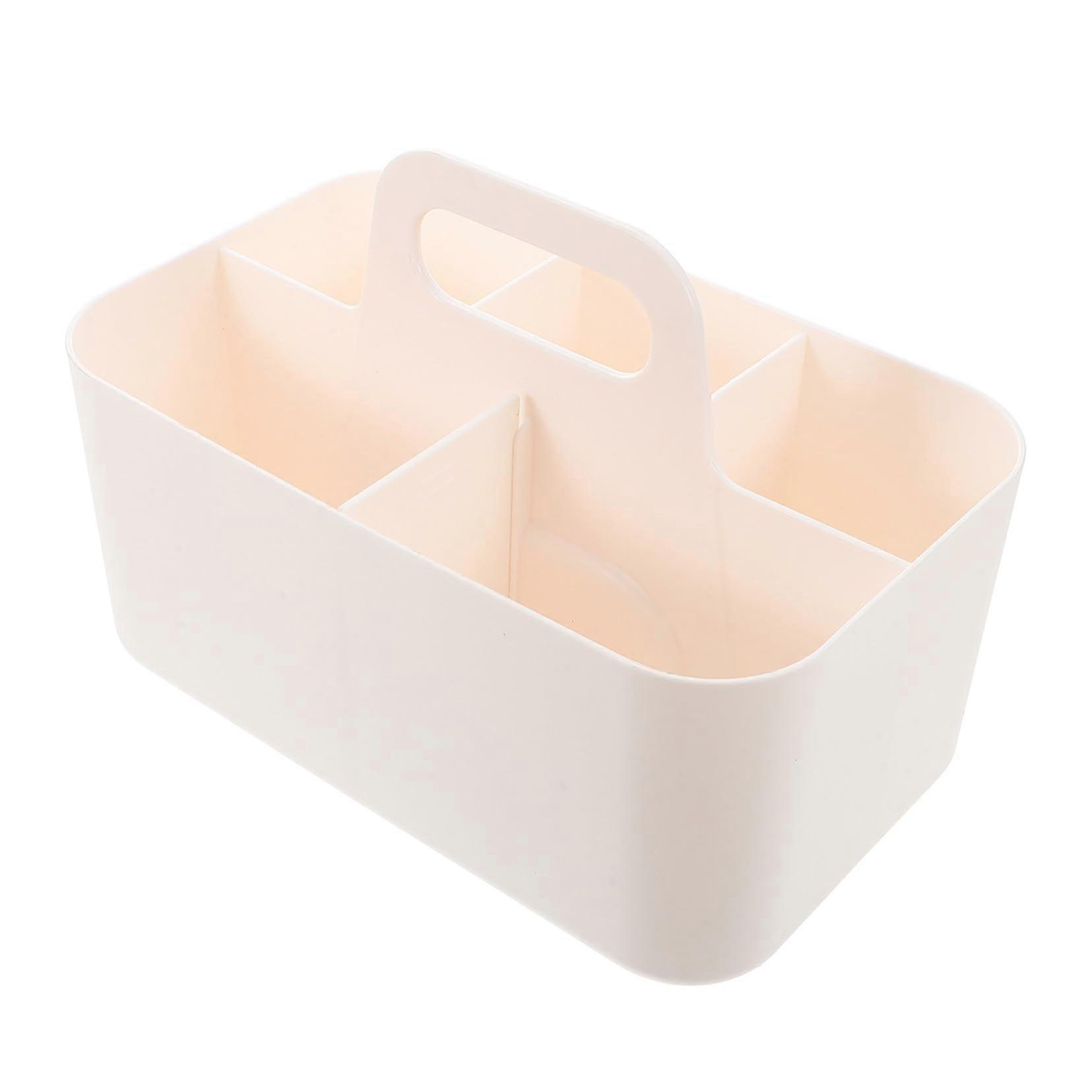 Multifunctional Divided Storage Caddy Organizer Plastic Portable Box With Handle Desk Makeup Stationery Office Use