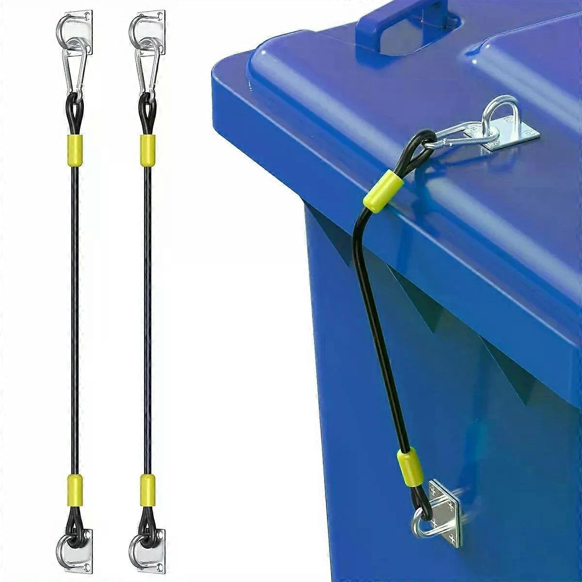 Trash Can Lid Lock Bear Proof Set Bin with Rubber Coated Braided Wire Rope for Home Offices Garden